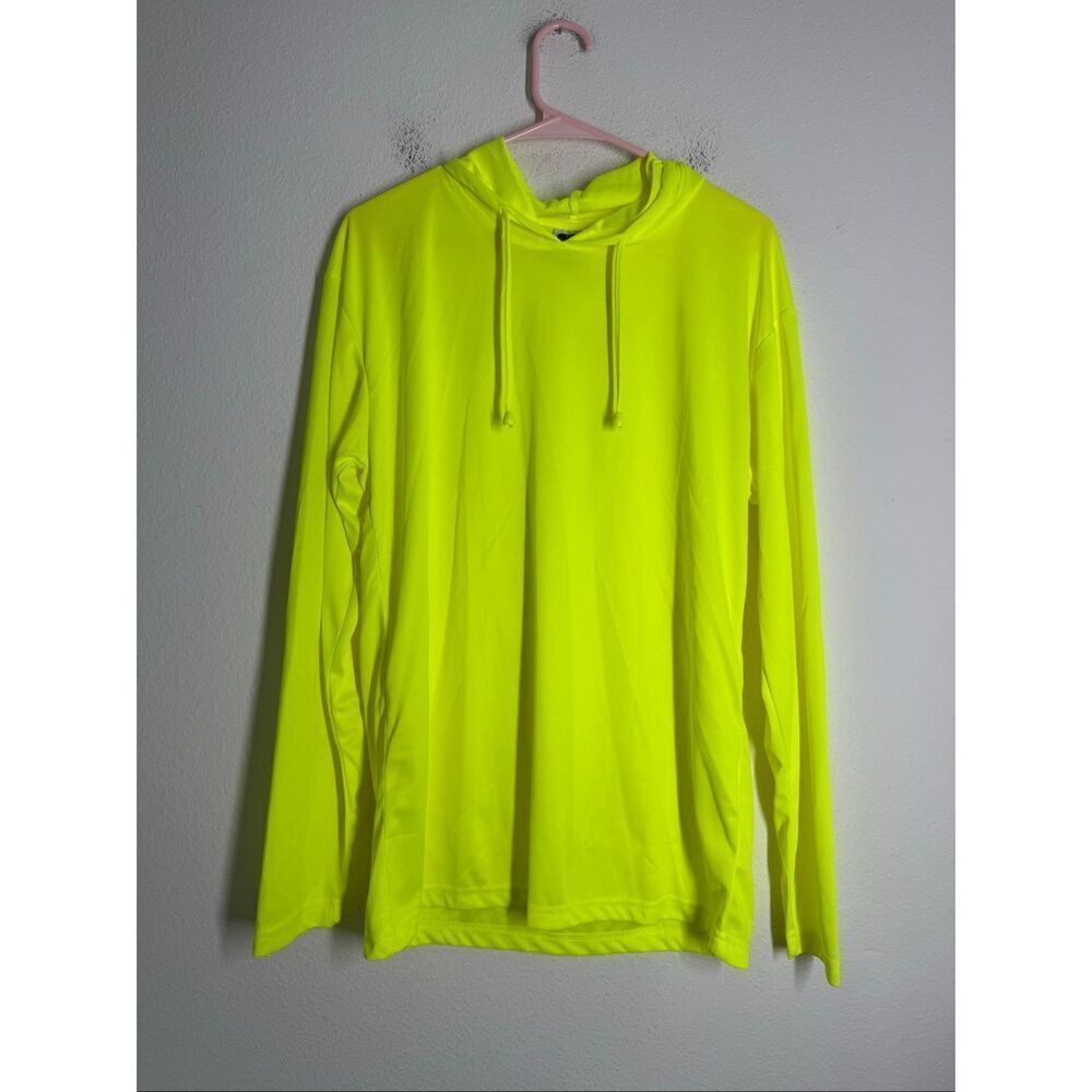 GOLDEN ELEPHANT MEN’S SIZE L LONG SLEEVES BREATHABLE HOODED SHIRT NEON
